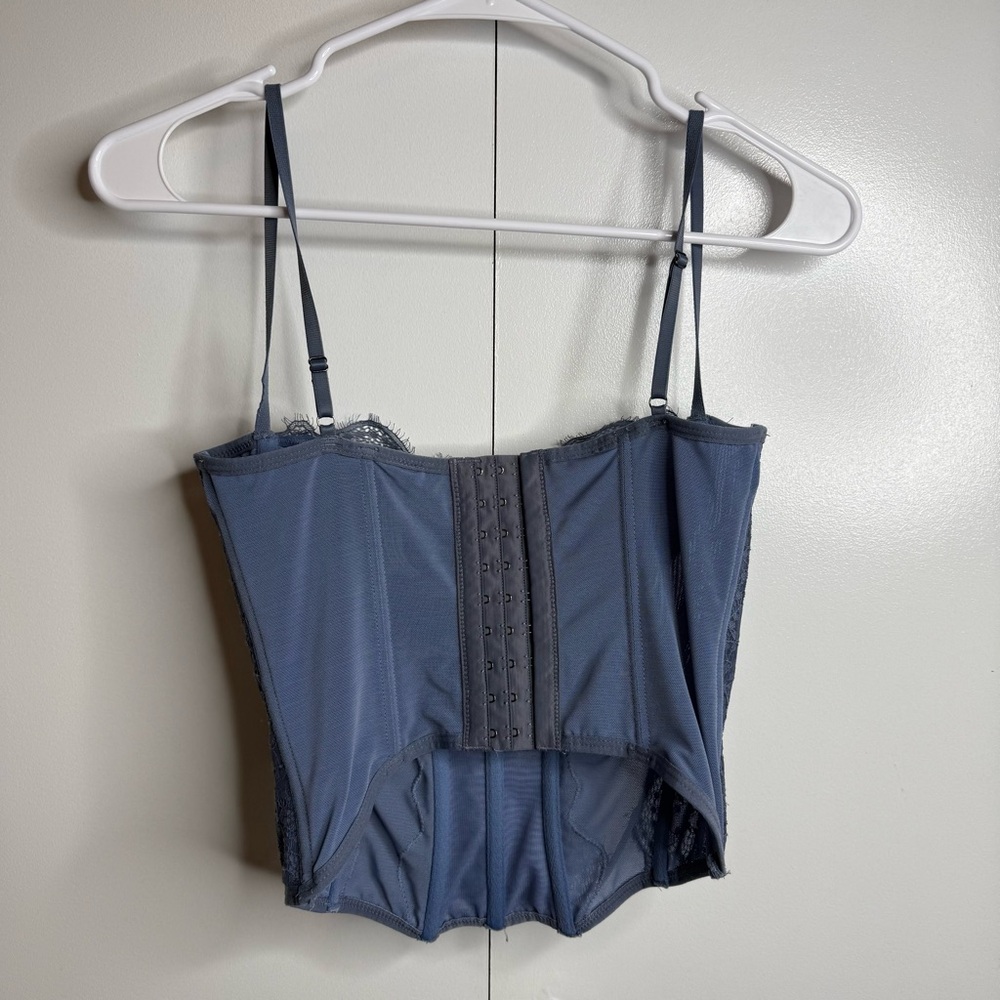 Urban Outfitters Out From Under Modern Love Corset Slate Blue Medium - Picture 3 of 7